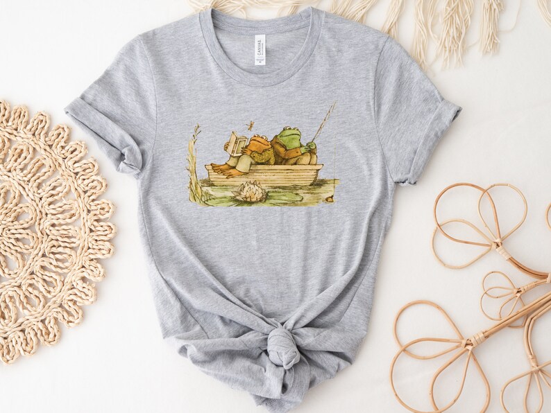 Frog And Toad Shirt • Vintage Classic Book Tee • ,Cottagecore Short Sleeve • Frog And Toad Fishing T-Shirt • Book Lover Gift