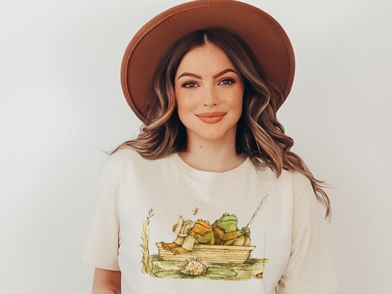 Frog and Toad T-Shirt: Vintage Book Tee, Cottagecore Fishing Shirt