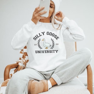 Silly Goose University Crewneck Sweatshirt • Unisex Silly Goose University Sweater • Funny Gift for Guys • Funny Goose