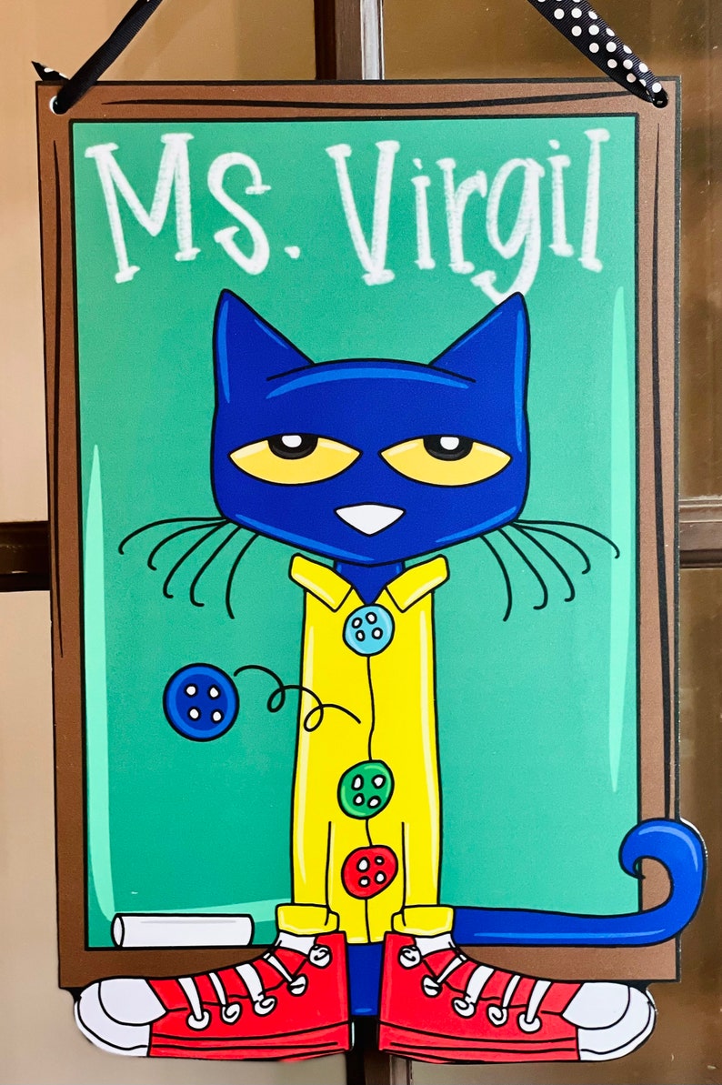 Pete the Cat Inspired Teacher Door Hanger Etsy