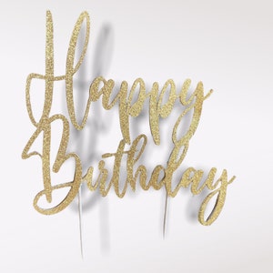 Custom Happy Birthday Glitter Cake Topper