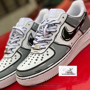 Custom AIR FORCE 1 black - Dripping swoosh (red) – TA Customs