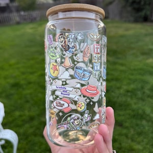 Vaso de cristal Toy Friends con pajita / Vaso para café helado, 473 ml 591 ml, Buzz Woody imagen 6