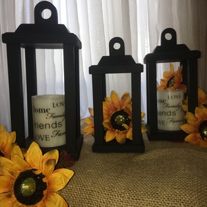Black rustic wooden lanterns