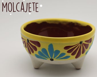 Mexicaanse Molcajete, Molcajete kom, Versierde Molcajete, Versierde Molcajete, Keramische Molcajete, Klei Molcajete, Keramische Salsero