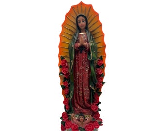Hand-Painted Resin Statue of Our Lady of Guadalupe - 12" - Catholic Religious Decor