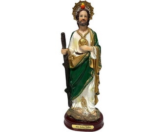 Hand-Painted Resin Saint Jude Thaddeus Statue - 8" or 12" - Religious Decor