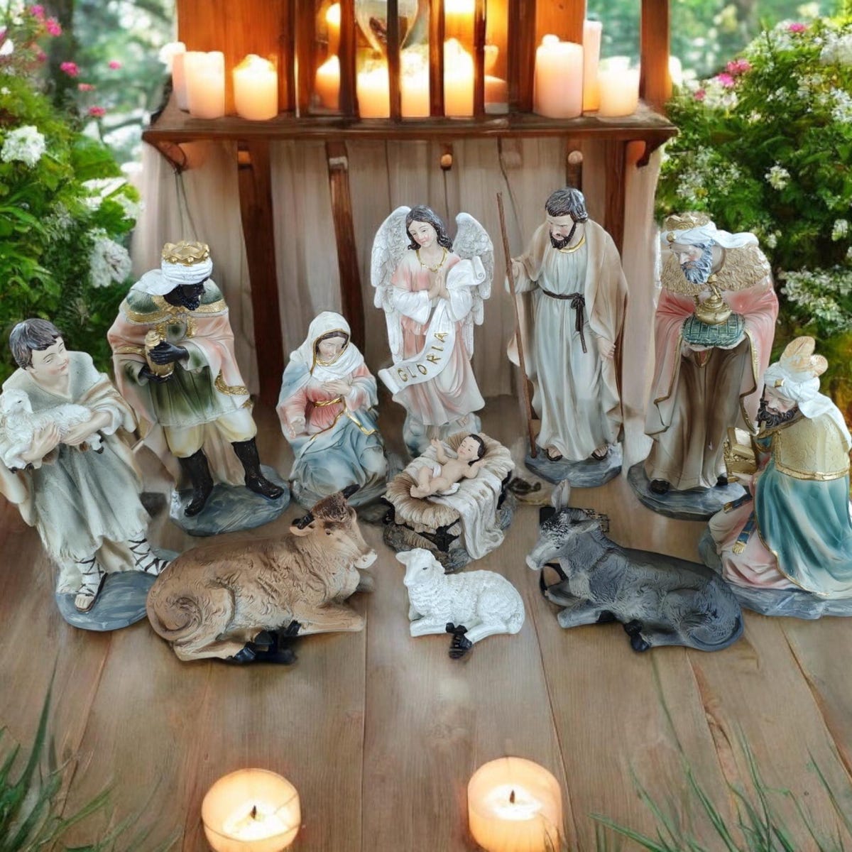 Hand Painted 11 Piece Nativity Set