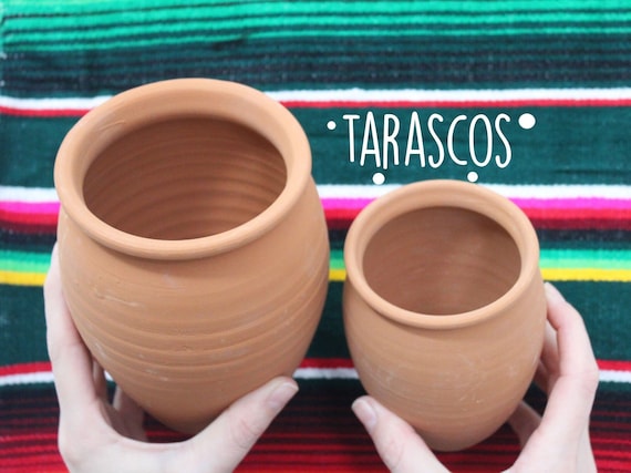 Plain Cantaritos Cups, Mexican Tarascos, Natural Mexican Clay Cups