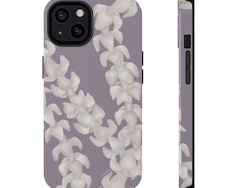 Puakenikeni Lei Lavender Floral Phone Case: Dual Layer Protection