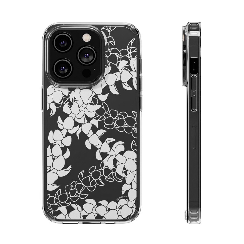 Puakenikeni Curvilinear Lei iPhone 17 Clear Phone Case: Hawaiian Flower Art/Floral Silhouette and Lineart/ Hand Illustrated Design Bild 3