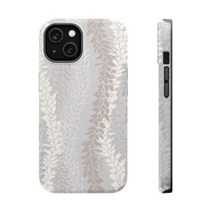 MagSafe White Ginger Lei iPhone 17 Case | Dual Layer Hawaiian Floral Phone Cover | Hand Illustrated Tropical Design image 3