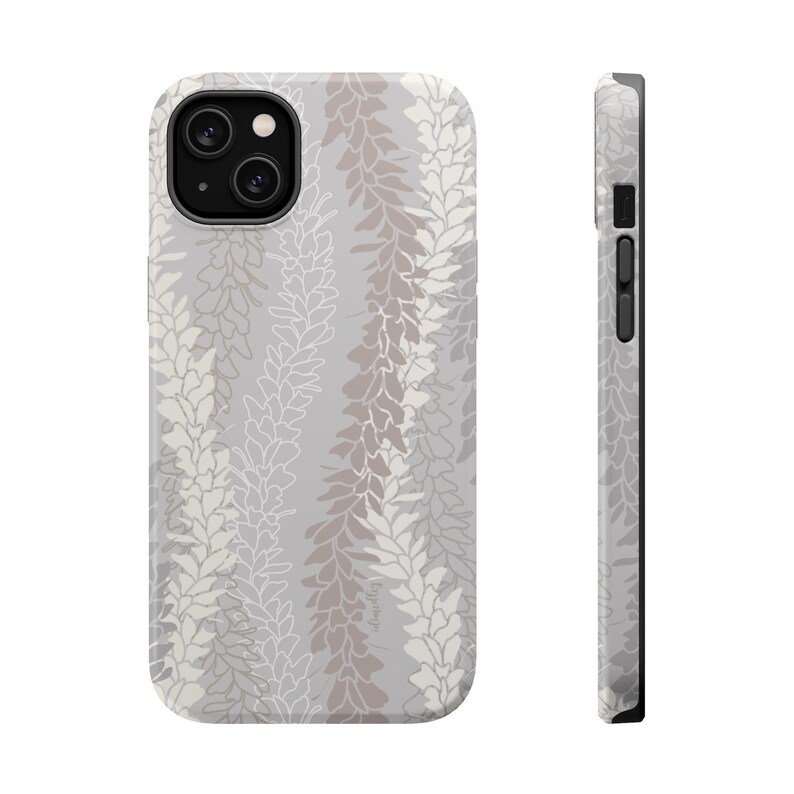MagSafe White Ginger Lei iPhone 17 Case | Dual Layer Hawaiian Floral Phone Cover | Hand Illustrated Tropical Design image 9