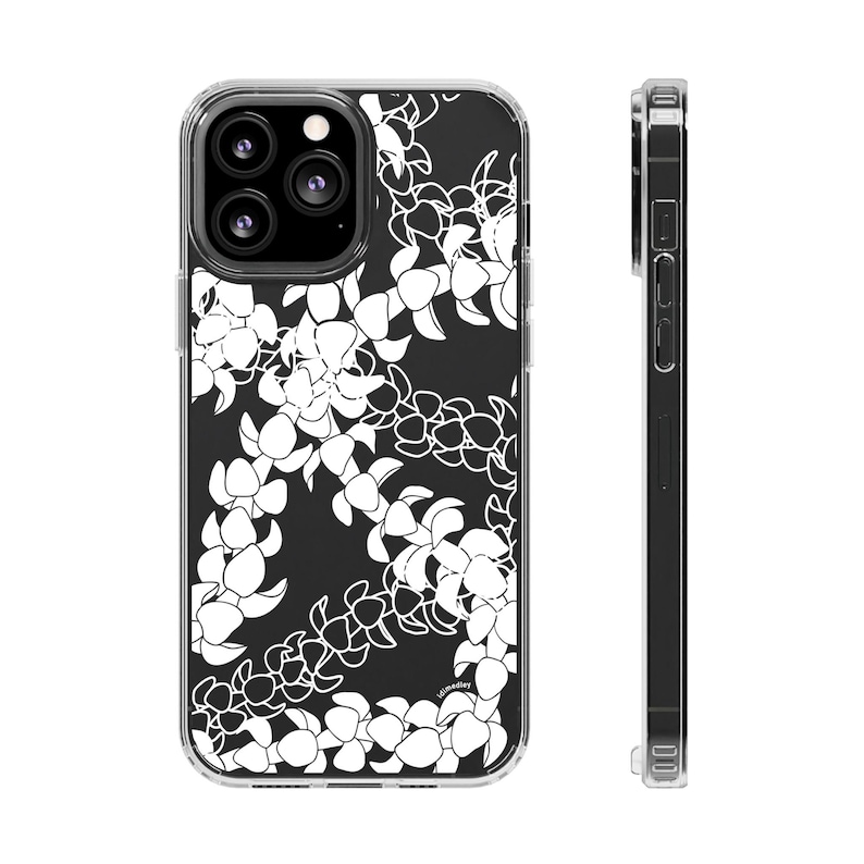 Puakenikeni Curvilinear Lei iPhone 17 Clear Phone Case: Hawaiian Flower Art/Floral Silhouette and Lineart/ Hand Illustrated Design Bild 5