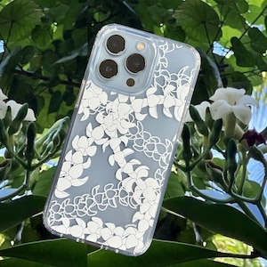 Hawaiian Puakenikeni Flower iPhone Case | Clear Floral Lei Phone Case | Original Hand Illustrated Tropical Design
