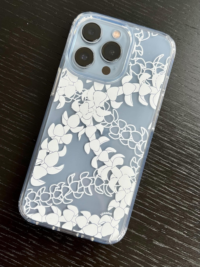Puakenikeni Curvilinear Lei iPhone 17 Clear Phone Case: Hawaiian Flower Art/Floral Silhouette and Lineart/ Hand Illustrated Design Bild 1