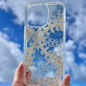 Puakenikeni Curvilinear Lei iPhone 17 Clear Phone Case: Hawaiian Flower Art/Floral Silhouette and Lineart/ Hand Illustrated Design Bild 11