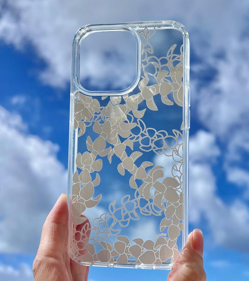 Puakenikeni Curvilinear Lei iPhone 17 Clear Phone Case: Hawaiian Flower Art/Floral Silhouette and Lineart/ Hand Illustrated Design Bild 11