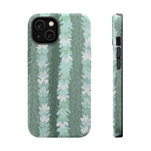 MagSafe Pakalana Stringing Green Tough iPhone Case, Cascading Flower Leis