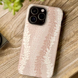 MagSafe Hawaii Awapuhi White Ginger Lei in Peach Tough Case for iPhone 13, 14, 15, 16 Mini, Plus, Pro Max, Embedded Magnet