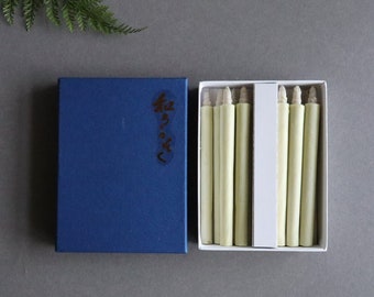 Authentic Japanese Sumac Wax Candle (Set of 12) |Artisanal organic taper candle. 11cm, 4.3"