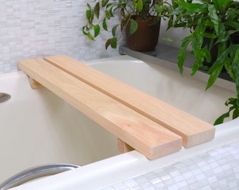 Luxury Hinoki Cypress Bathtub Bench | Tub caddy - Length 27"/70cm - Ideal for 20"-23.6"/50-60cm Wide Tubs