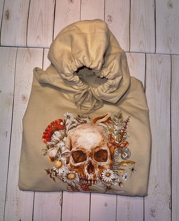 Skull Hoodie, Cool Sweatshirt, Skull and Nature Hoodie, Custom Hoodie, Custom Sweater, Gift Hoodie, Nature Hoodie, Gift For Him, Cool Hoodie
