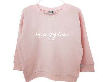 Children's sweatshirt pink personalized / sweater with name / children's sweater rose with name print / name sweater / children's baby sweater