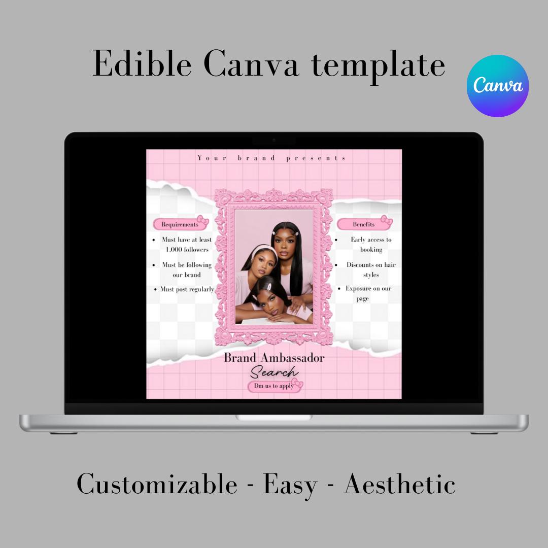 Brand Ambassador Search Instagram Template | Canva Editable Social ...