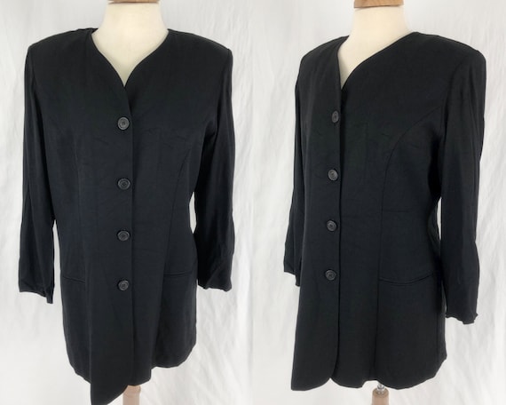 Vintage Black Tunic L/M | Vintage Gothic Blazer |… - image 1