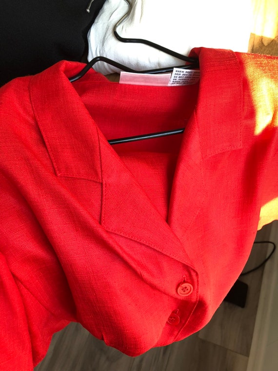 Vintage Red Pleated Blouse S/M | Lightweight Top … - image 8
