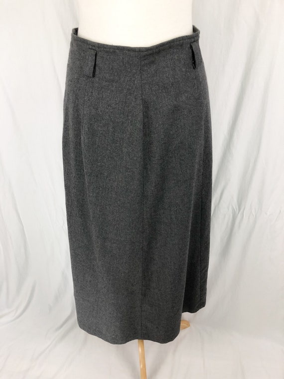 Vintage 70s Wool Skirt M/L | Midi Gray Wool Skirt… - image 5