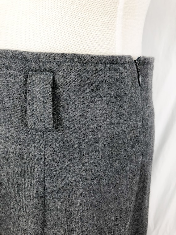 Vintage 70s Wool Skirt M/L | Midi Gray Wool Skirt… - image 3