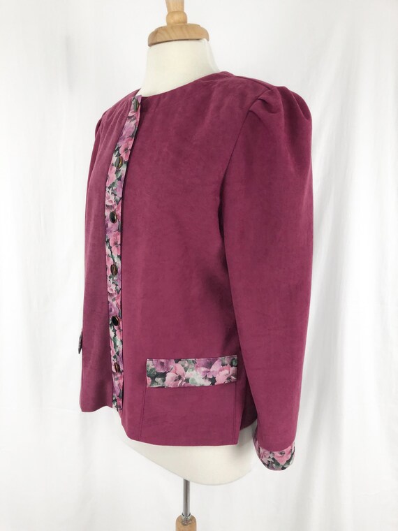 Vintage Floral Blazer L | Light Soft Pink Blazer … - image 4