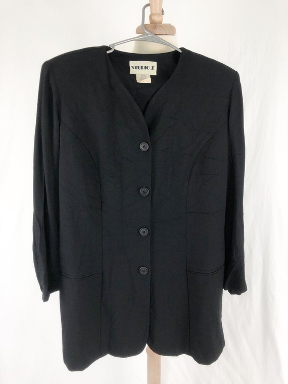 Vintage Black Tunic L/M | Vintage Gothic Blazer |… - image 5