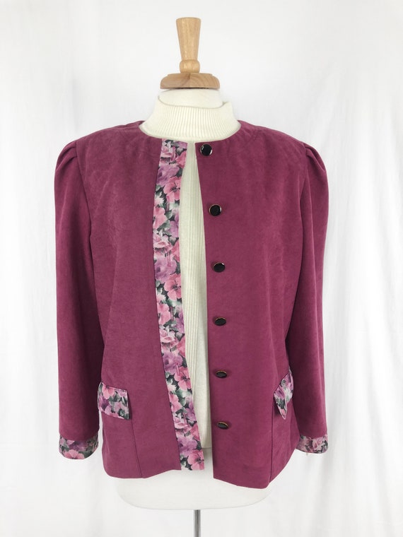 Vintage Floral Blazer L | Light Soft Pink Blazer … - image 6