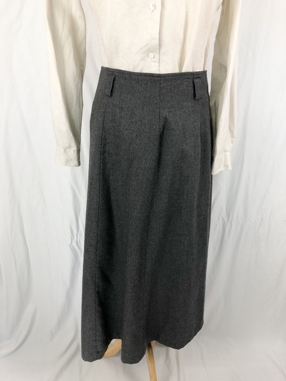 Vintage 70s Wool Skirt M/L | Midi Gray Wool Skirt… - image 2