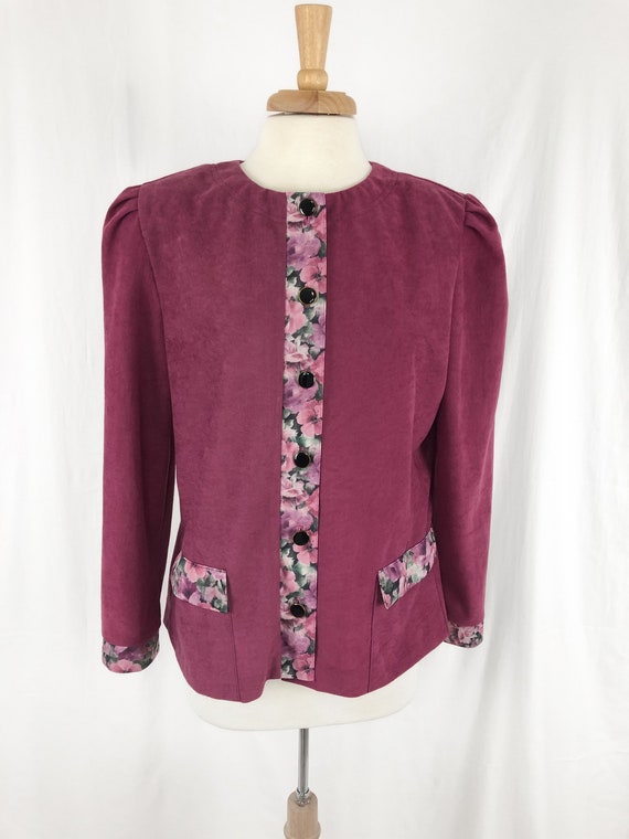 Vintage Floral Blazer L | Light Soft Pink Blazer … - image 2