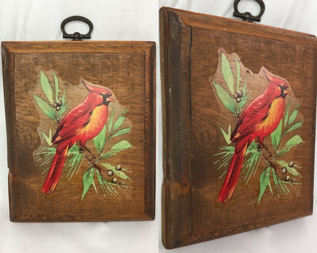 Vintage Bird Decor Cottagecore Wall Hanging Floral Wood Decor Academia