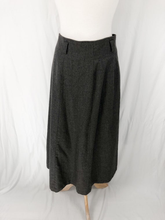 Vintage 70s Wool Skirt M/L | Midi Gray Wool Skirt… - image 7