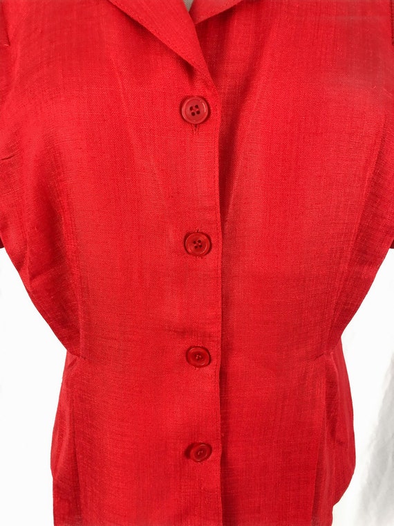 Vintage Red Pleated Blouse S/M | Lightweight Top … - image 6