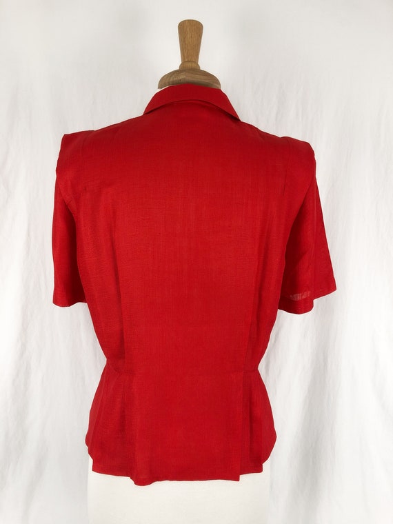 Vintage Red Pleated Blouse S/M | Lightweight Top … - image 5