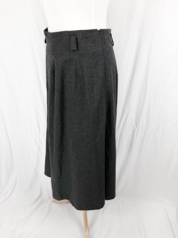 Vintage 70s Wool Skirt M/L | Midi Gray Wool Skirt… - image 8