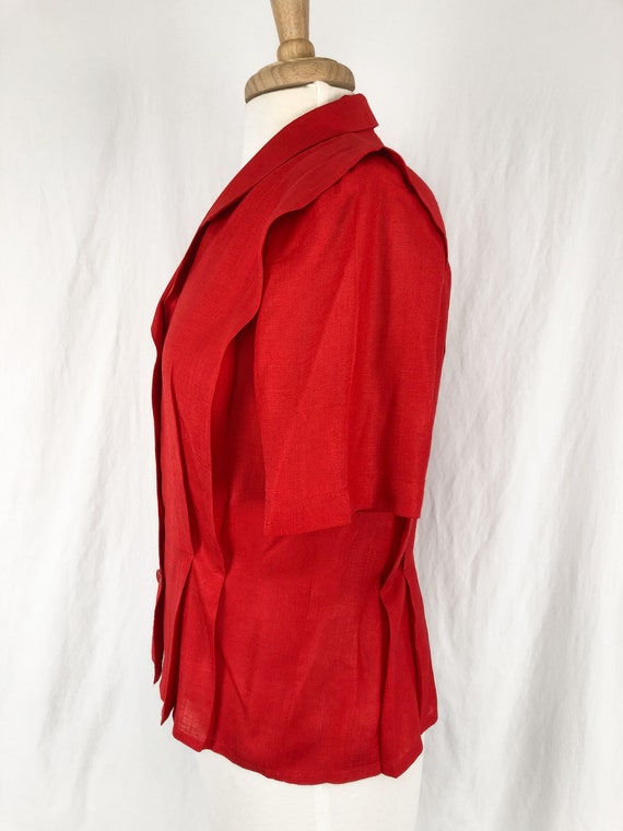 Vintage Red Pleated Blouse S/M | Lightweight Top … - image 4