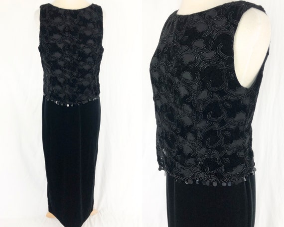 Sparkly Whimsigoth Dress L/M | Long Black Velvet … - image 1
