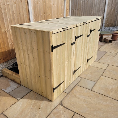 Triple Wheelie Bin Store With Green Roof Planter Etsy