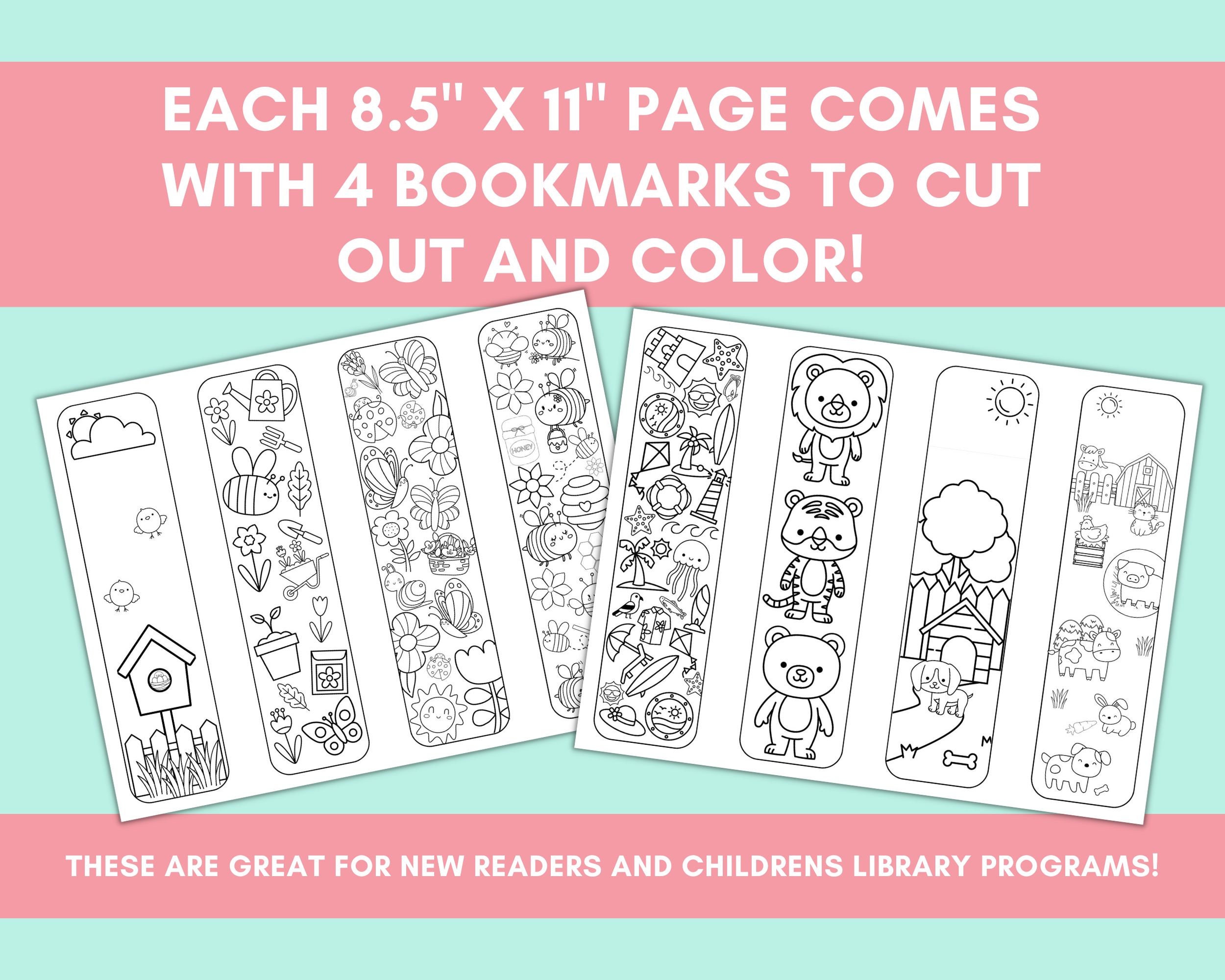 20 Printable Bookmarks for Kids to Color Library Activity for Kids ...