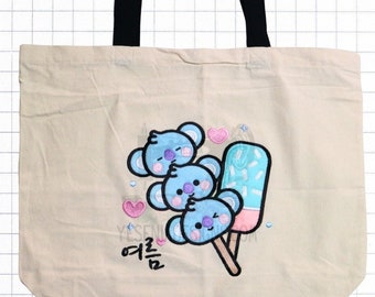 Koala Summer Ice cream Embroidered Tote Bag