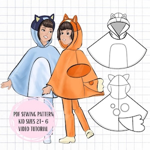 PDF Kids Dog Poncho Sewing Pattern Sizes 2T-6 Halloween Costume - Blue Dog Cape
