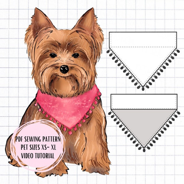 PDF Dog Collar Bandana Sewing Pattern Sizes XS-XL